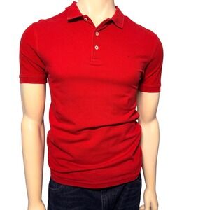 Zara Essentials Mens Perfect Polo Shirt Red Short Sleeve Pique Size Small